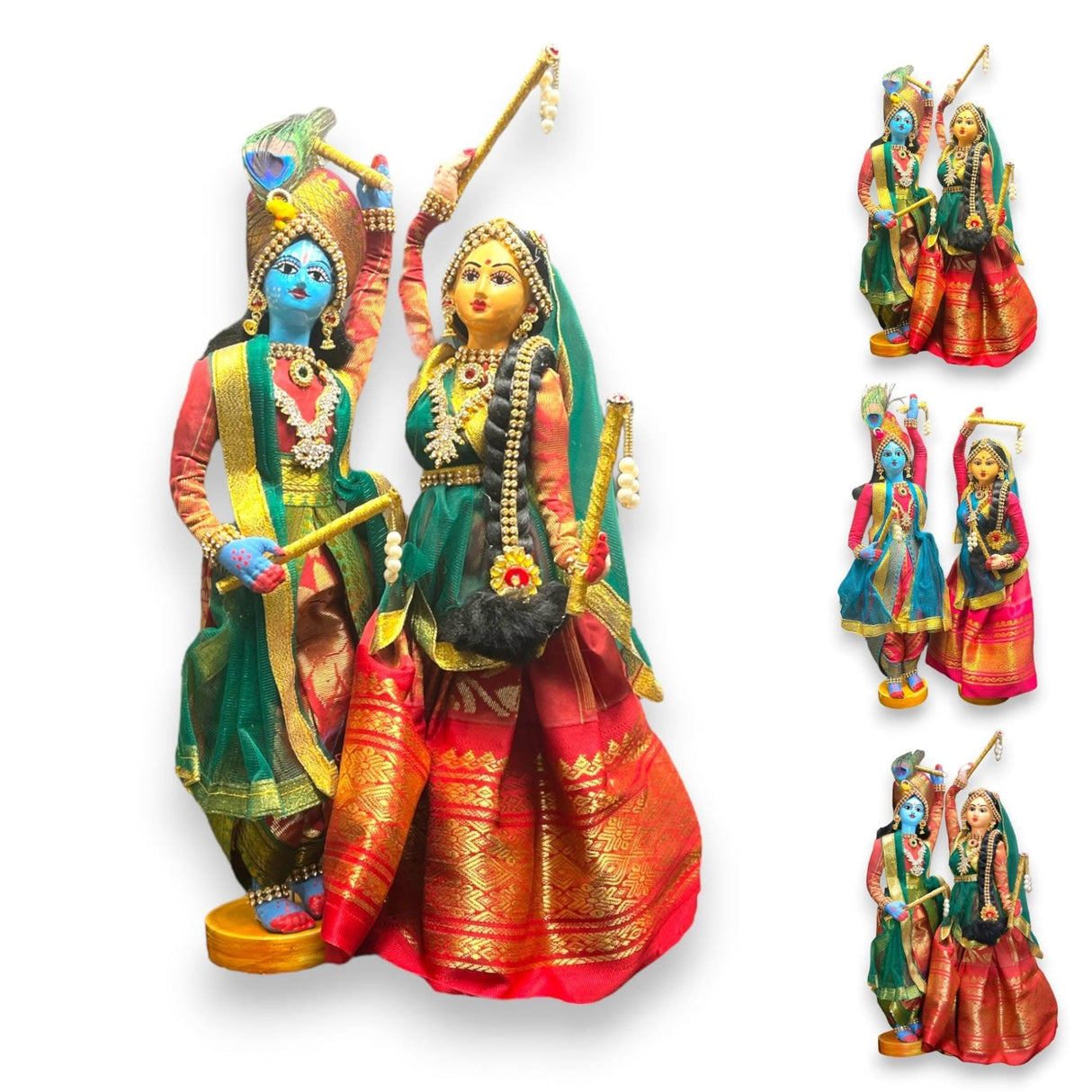 Radha Krishna Doll Hindu God Radha Krishna Idol for Pooja Room Home Office Temple Decor - Indian God Goddess Statue Diwali Wedding Housewarming Gifts - LoveNspire