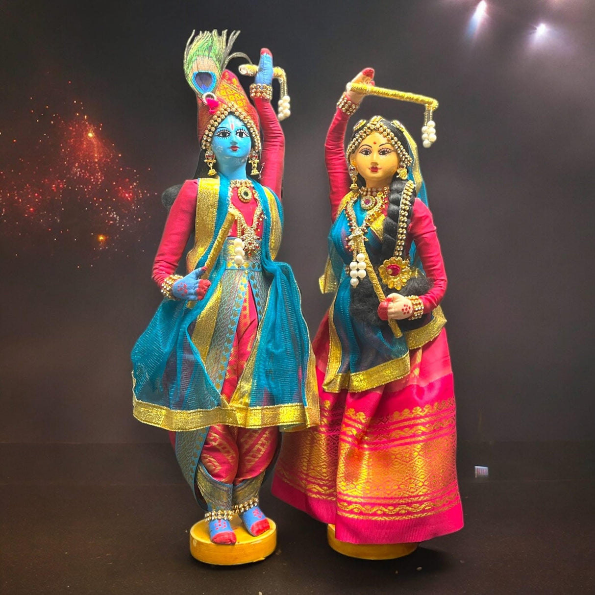 Radha Krishna Doll Hindu God Radha Krishna Idol for Pooja Room Home Office Temple Decor - Indian God Goddess Statue Diwali Wedding Housewarming Gifts - LoveNspire