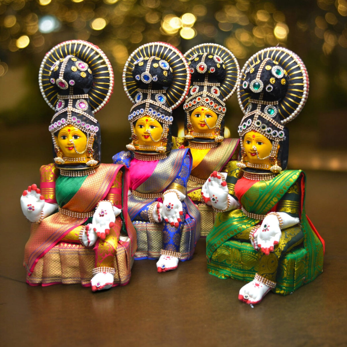 Vara Lakshmi Idol Goddess Face Set Devi Mata for Varalaxmi Vratam Navaratri Margashirsha Vratha Mahalaxmi Pooja Hindu Religious Temple Mandir (15.5 Inches) - LoveNspire