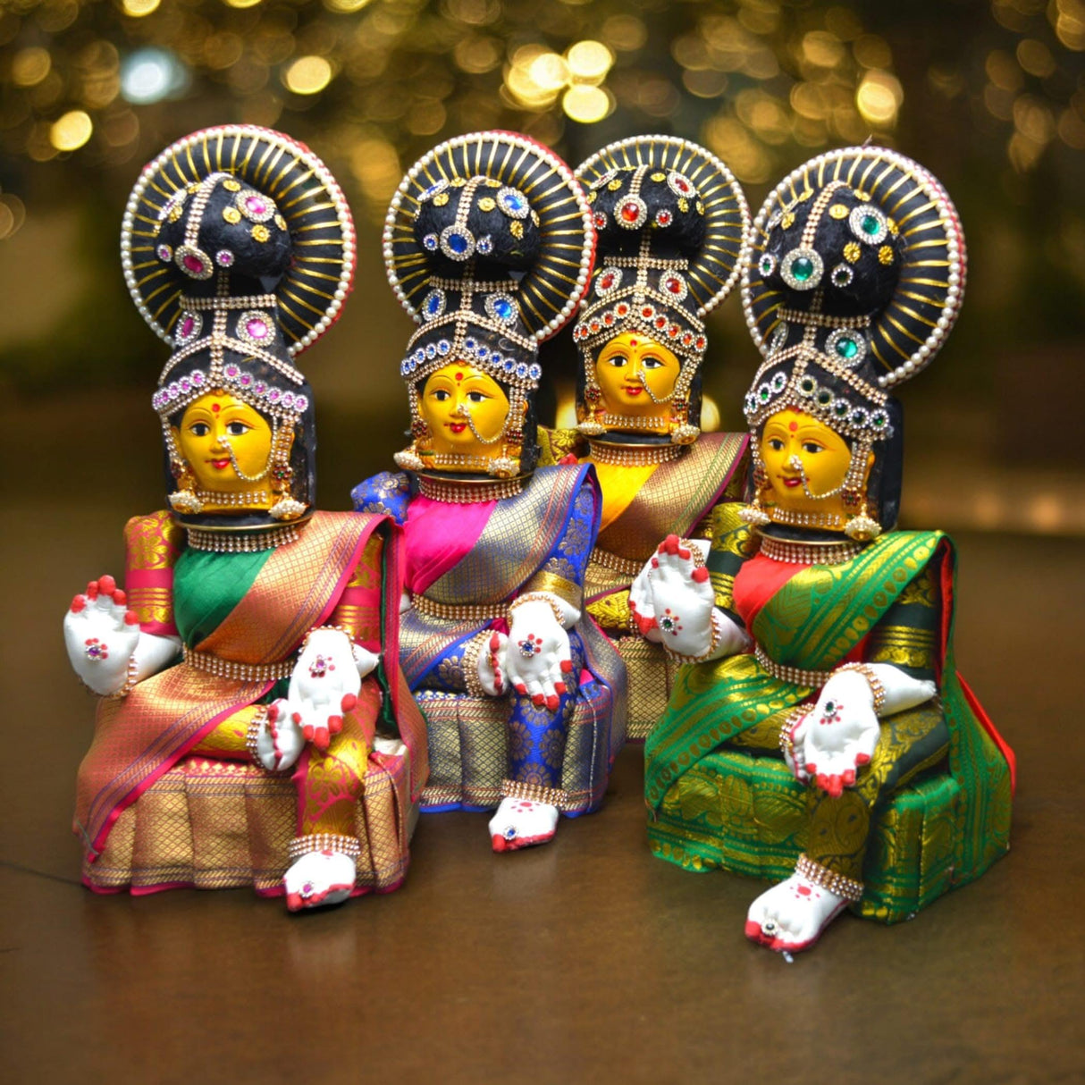 Vara Lakshmi Idol Goddess Face Set Devi Mata for Varalaxmi Vratam Navaratri Margashirsha Vratha Mahalaxmi Pooja Hindu Religious Temple Mandir (15.5 Inches) - LoveNspire