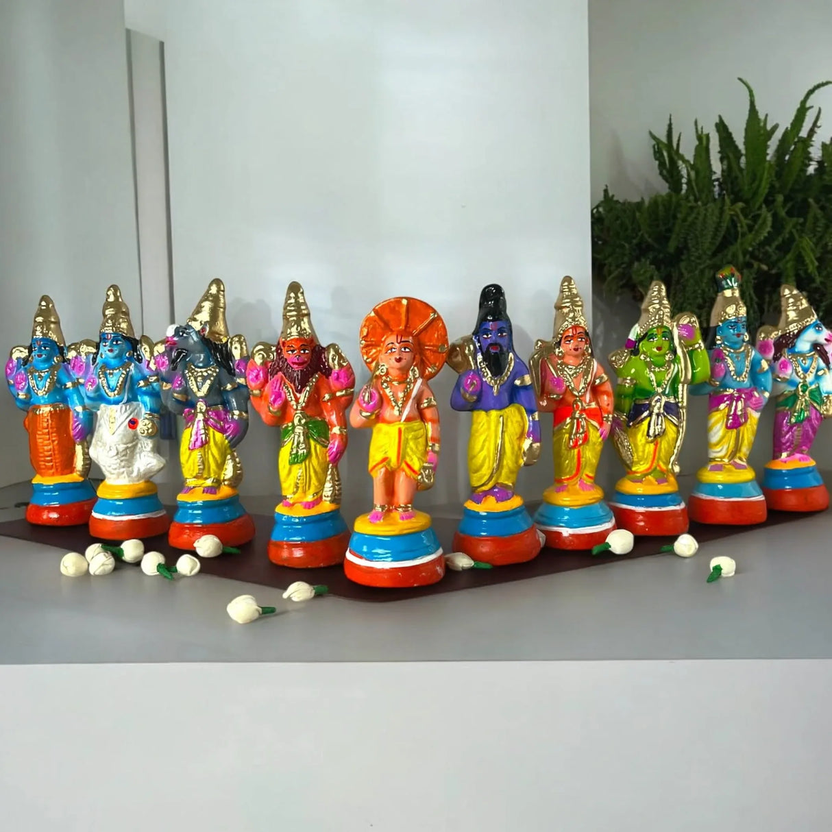 Lord Vishnu Dasavathaaram Statue Figurine Matsya Ten Avatars Golu Doll Set Handmade Indian Traditional Home Decor Gifting Item Navaratri Golu Dolls (6.5 Inches) - LoveNspire