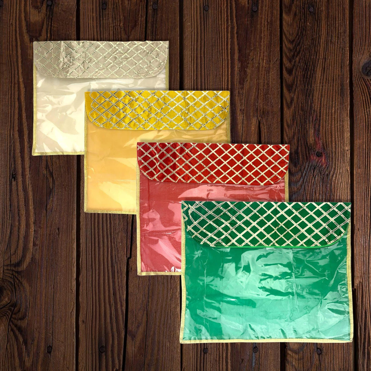 5 Assorted Gotta Patti Saree Bags Lehnga Cover Clothes Organizer Sari Storage Bag for Wardrobe and Gifting Storage Indian Wedding Favor Cloth Case Birthday - LoveNspire