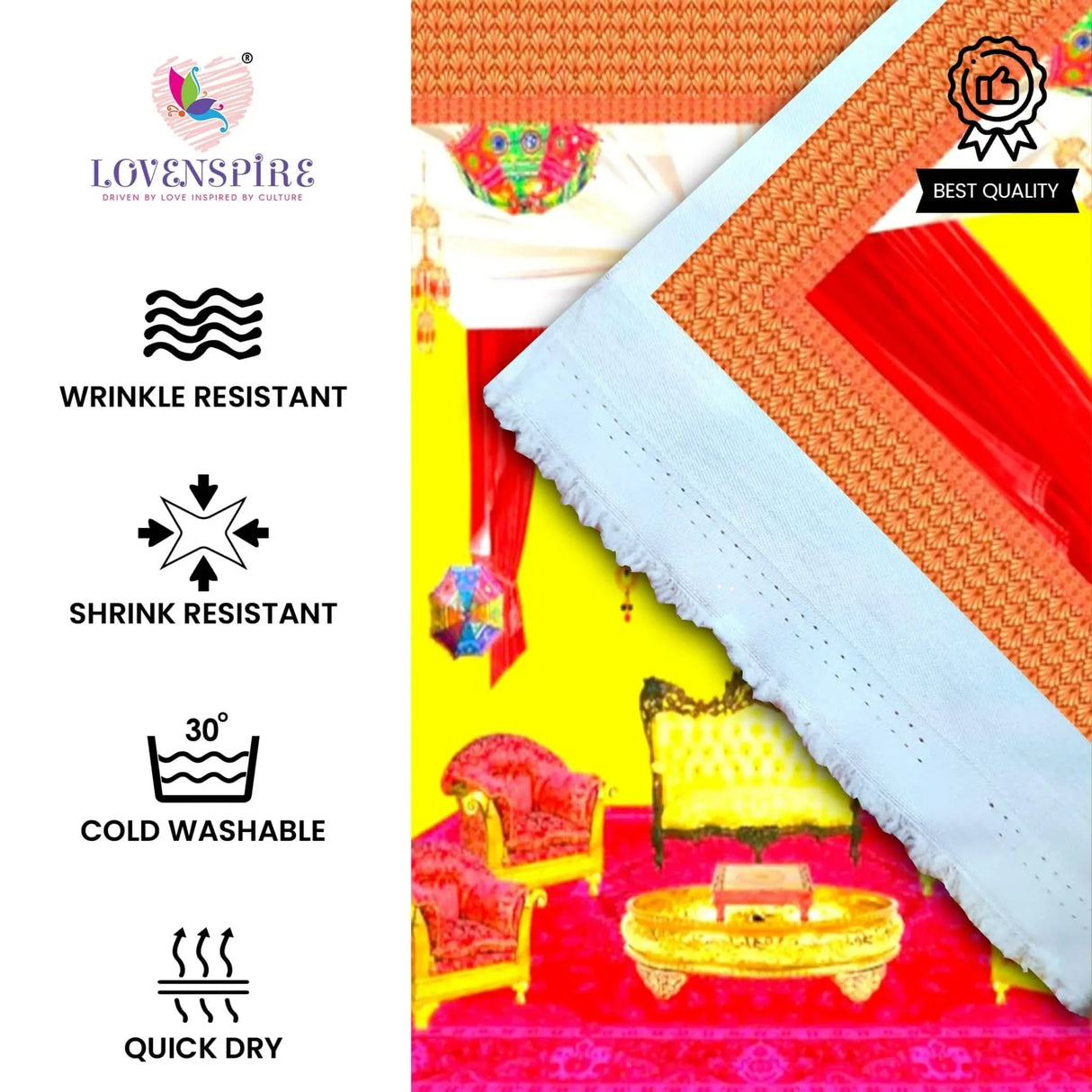 Haldi Ceremony Backdrop Indian Traditional Cloth 5x8 Feet Backdrop Haldi Banner Indian Wall Art Photo Decor Banner Indian Wedding Backdrop Decorative Cloth Haldi Stage Decor - LoveNspire