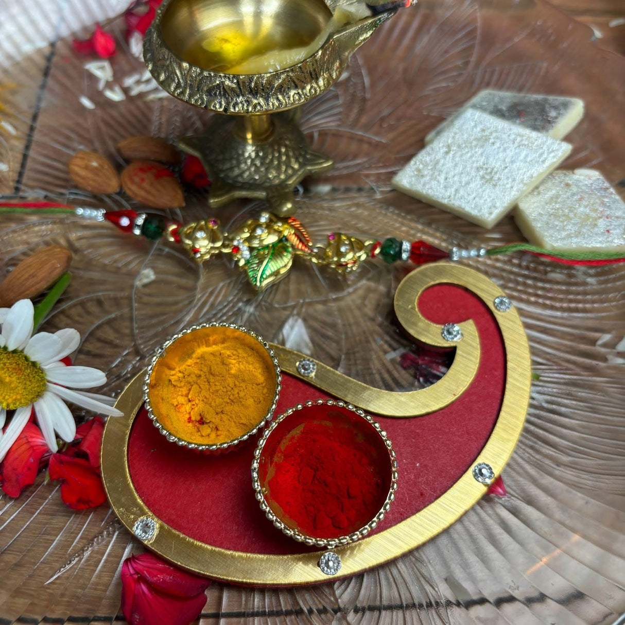 Haldi Kumkum Holder, Pooja Puja Favor, Thamboolam, Pooja Favor, Diwali Gift, Diwali Favor, Deewali Decor, Haldikumkum Plate, Pooja Return Gift - LoveNspire