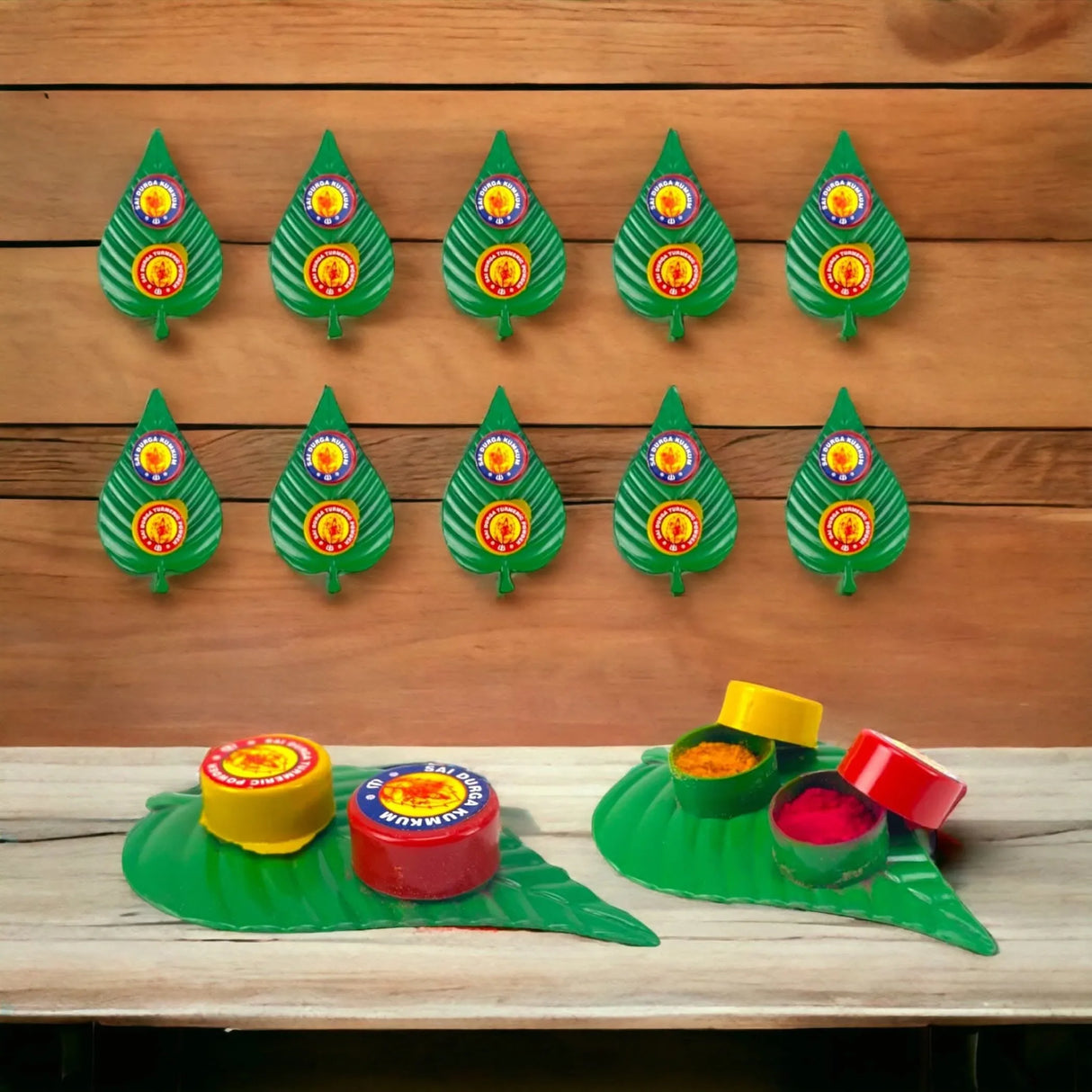 Haldi Kumkum Packet Leaf Set Turmeric Combo Sindoor Dabbi Pooja Item for Indian Wedding, Thamboolam, Housewarming, Havan Temple Decor Festive Essentials Gift - LoveNspire