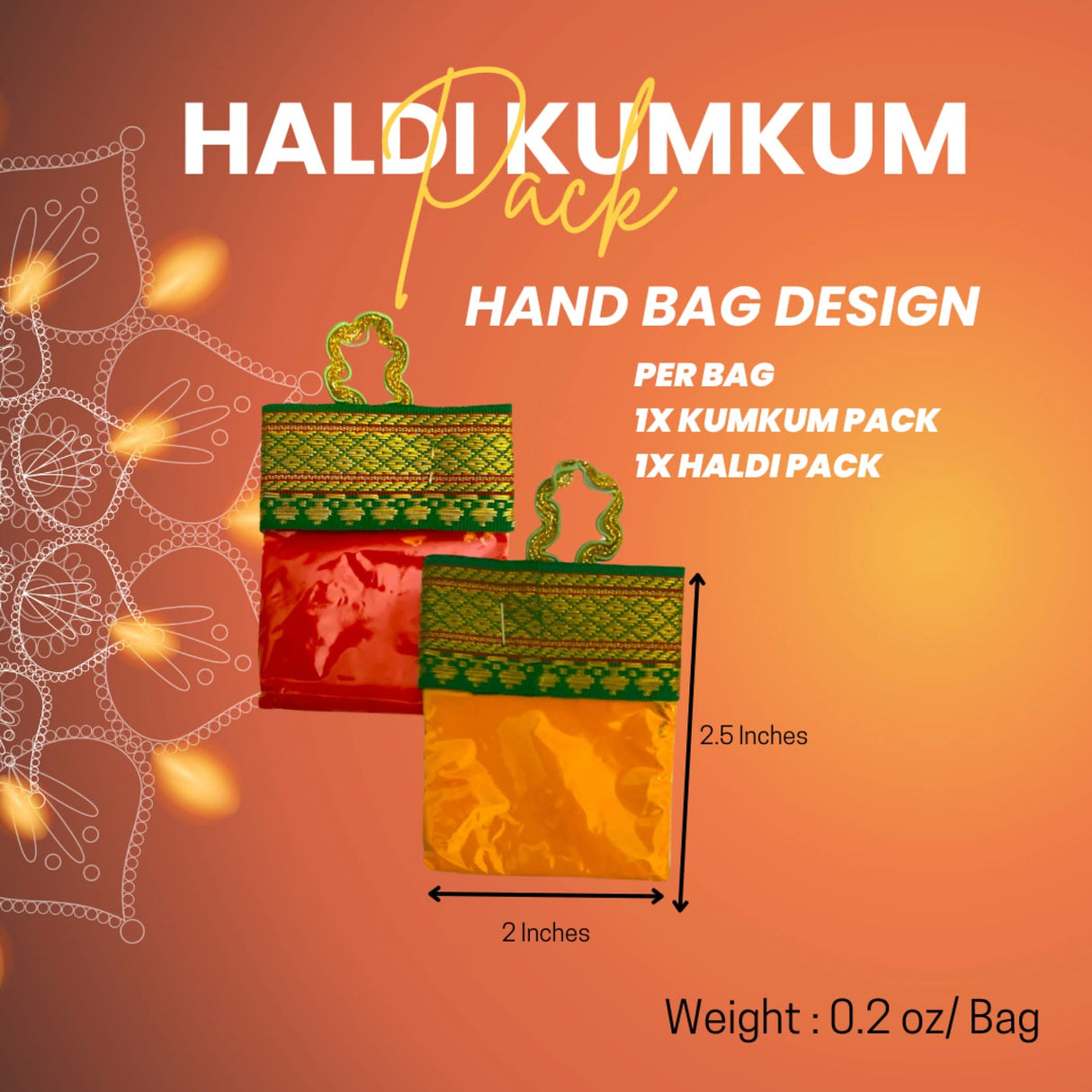 Haldi Kumkum Packets Bulk Handbag Style Mini Packs Premium Sindoor and Turmeric Powder Combo - Hindu Thamboolam Set for Indian Wedding Havan Durga Puja Festive Essentials Return Gift - LoveNspire