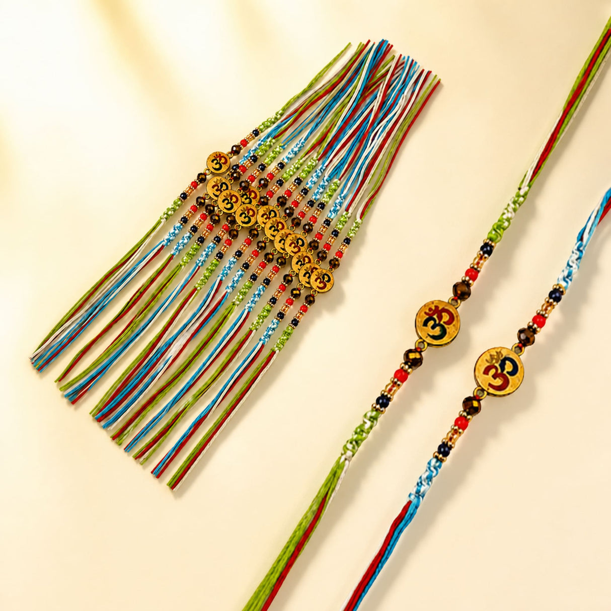 Religious Om Rakhi for Brother & Bhabhi – Handcrafted Adjustable Thread Bracelet, Protection & Good Luck Gift for Raksha Bandhan