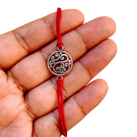 2CT Rakhi for Brother Round Charm Raksha Bandhan Rakhi Greeting Card Rakhi for Bhai Handcrafted Rakhi for Brother Bhaiya Bhabhi Bracelet - LoveNspire