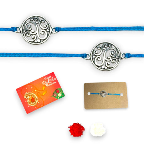 2CT Rakhi for Brother Round Charm Raksha Bandhan Rakhi Greeting Card Rakhi for Bhai Handcrafted Rakhi for Brother Bhaiya Bhabhi Bracelet - LoveNspire
