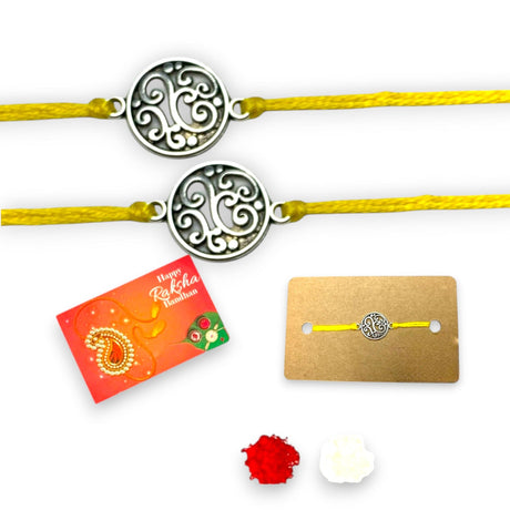 2CT Rakhi for Brother Round Charm Raksha Bandhan Rakhi Greeting Card Rakhi for Bhai Handcrafted Rakhi for Brother Bhaiya Bhabhi Bracelet - LoveNspire