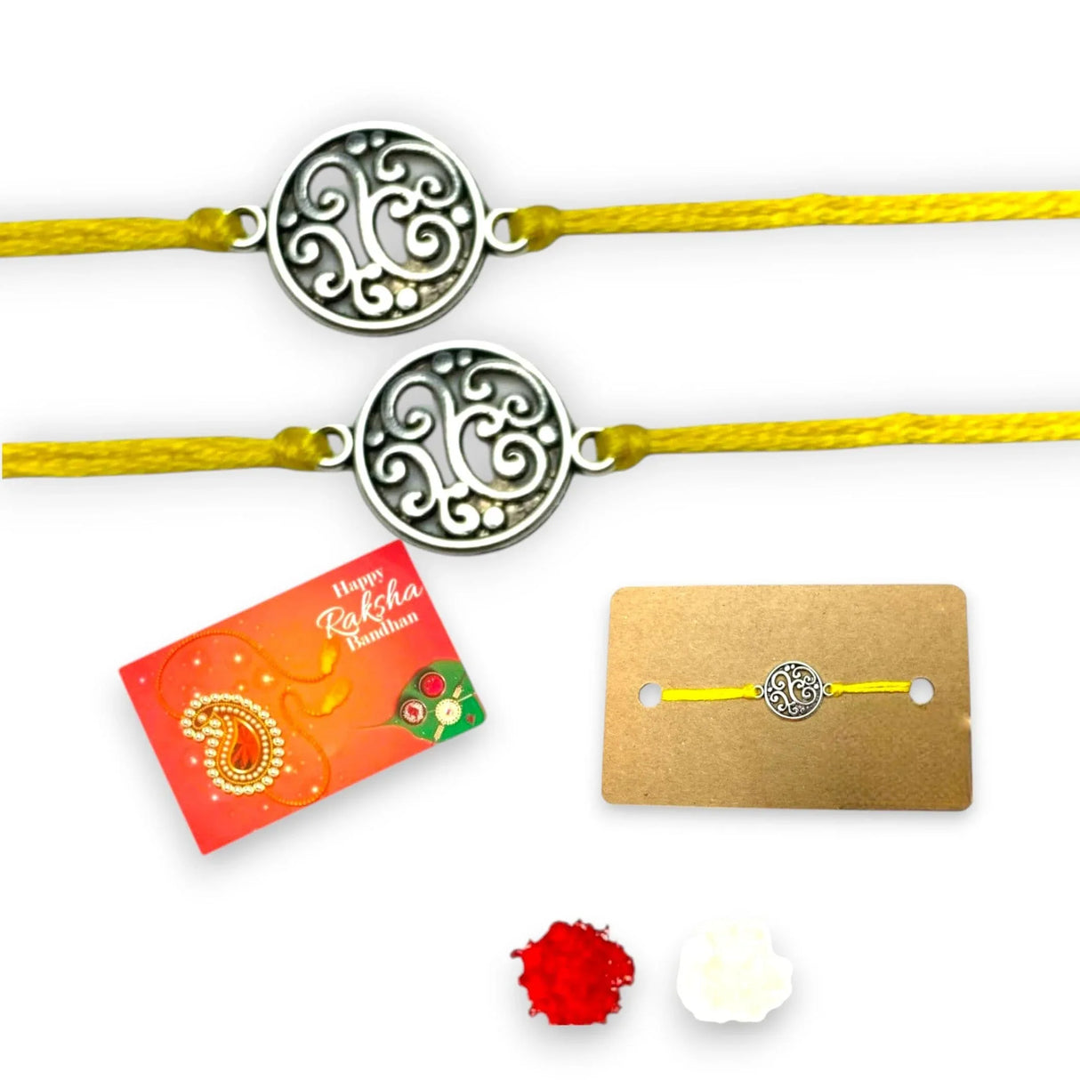2CT Rakhi for Brother Round Charm Raksha Bandhan Rakhi Greeting Card Rakhi for Bhai Handcrafted Rakhi for Brother Bhaiya Bhabhi Bracelet - LoveNspire