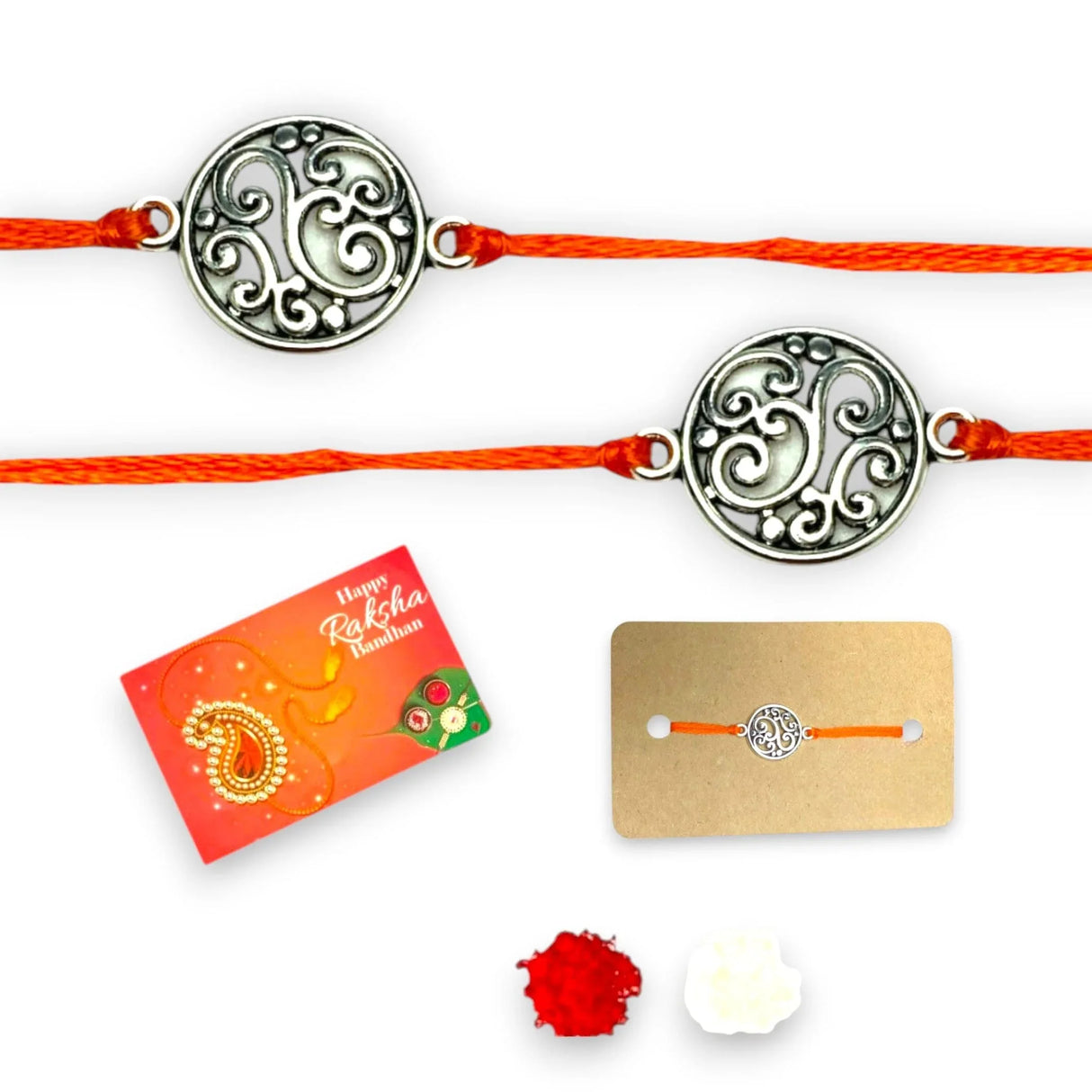2CT Rakhi for Brother Round Charm Raksha Bandhan Rakhi Greeting Card Rakhi for Bhai Handcrafted Rakhi for Brother Bhaiya Bhabhi Bracelet - LoveNspire