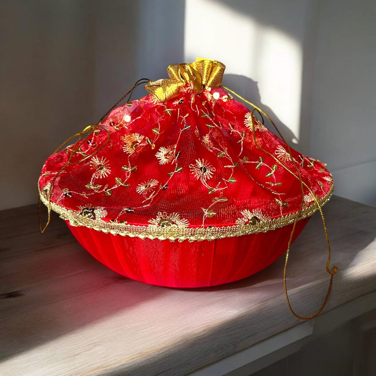 5ct 10 Inch Handmade Decorated Gift Basket with Readymade Net Packing for Indian Wedding Baby Shower Engagement Diwali Housewarming Return Gifts - Baskets for Storage - LoveNspire