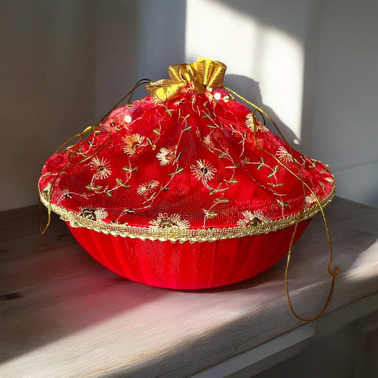 5ct 10 Inch Handmade Decorated Gift Basket with Readymade Net Packing for Indian Wedding Baby Shower Engagement Diwali Housewarming Return Gifts - Baskets for Storage - LoveNspire