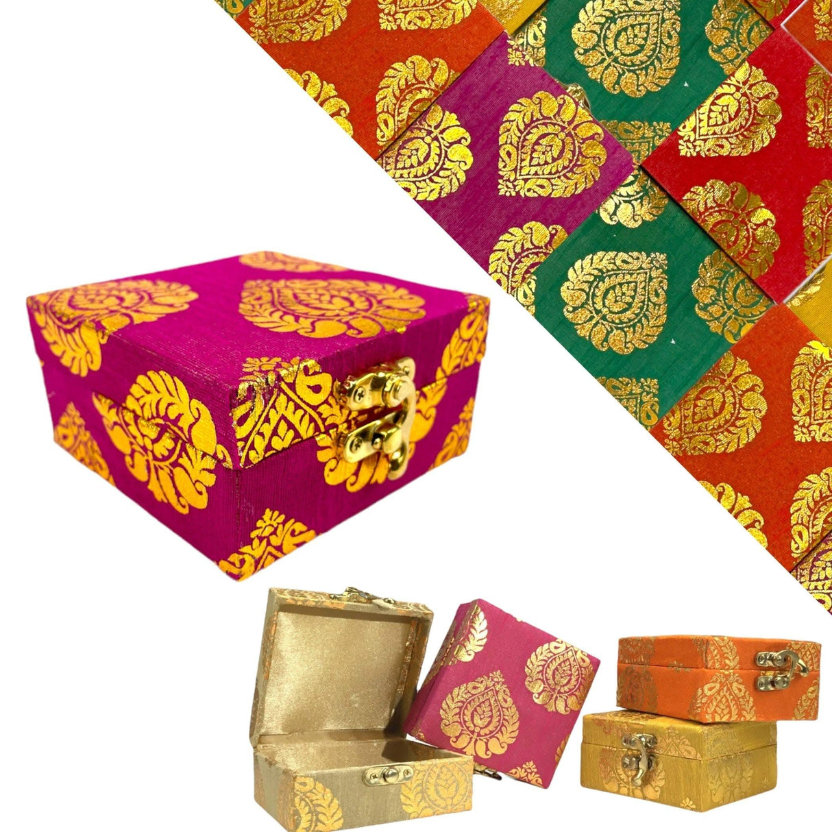 Small Handmade Jewelry Box Brocade Gift Boxes Favor for Indian Pakistani Punjabi Wedding, Nikah Favor, Mehndi Favors, for Girls - LoveNspire