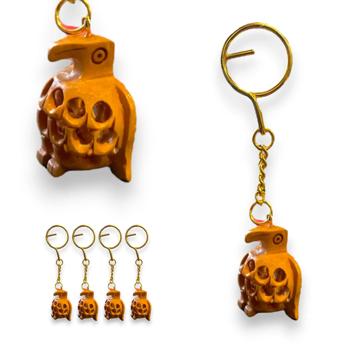 4Pc Wooden Keychain Egle Owl Rabbit Camel Horse Amulet Keyring Door Car Key Chains Key Holder for Thanksgiving - LoveNspire