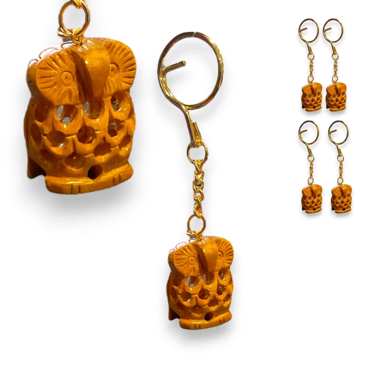 4Pc Wooden Keychain Egle Owl Rabbit Camel Horse Amulet Keyring Door Car Key Chains Key Holder for Thanksgiving - LoveNspire