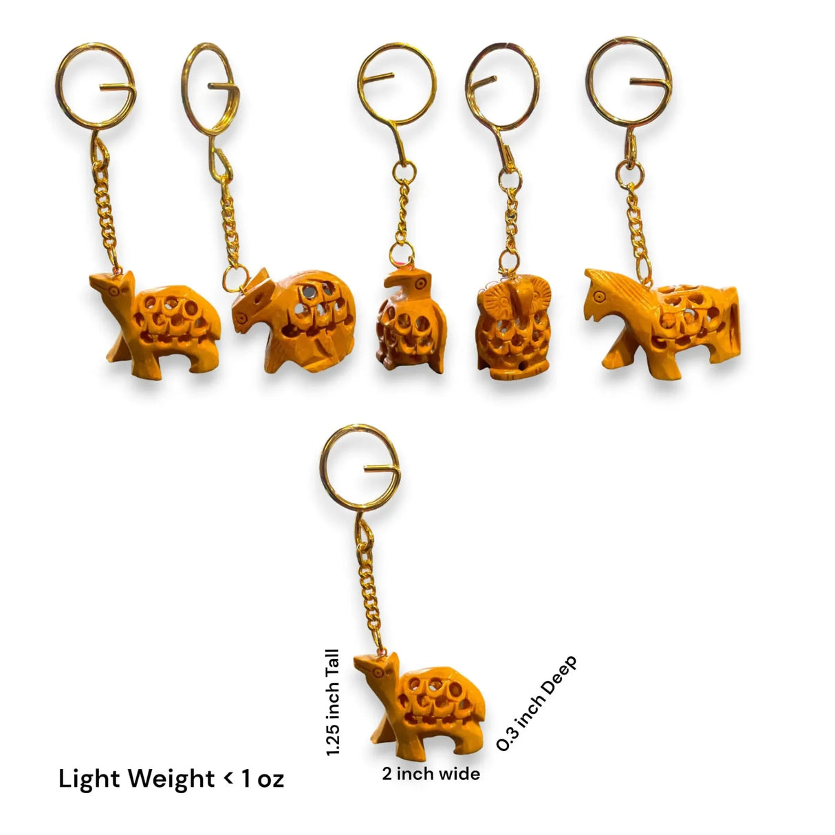 4Pc Wooden Keychain Egle Owl Rabbit Camel Horse Amulet Keyring Door Car Key Chains Key Holder for Thanksgiving - LoveNspire