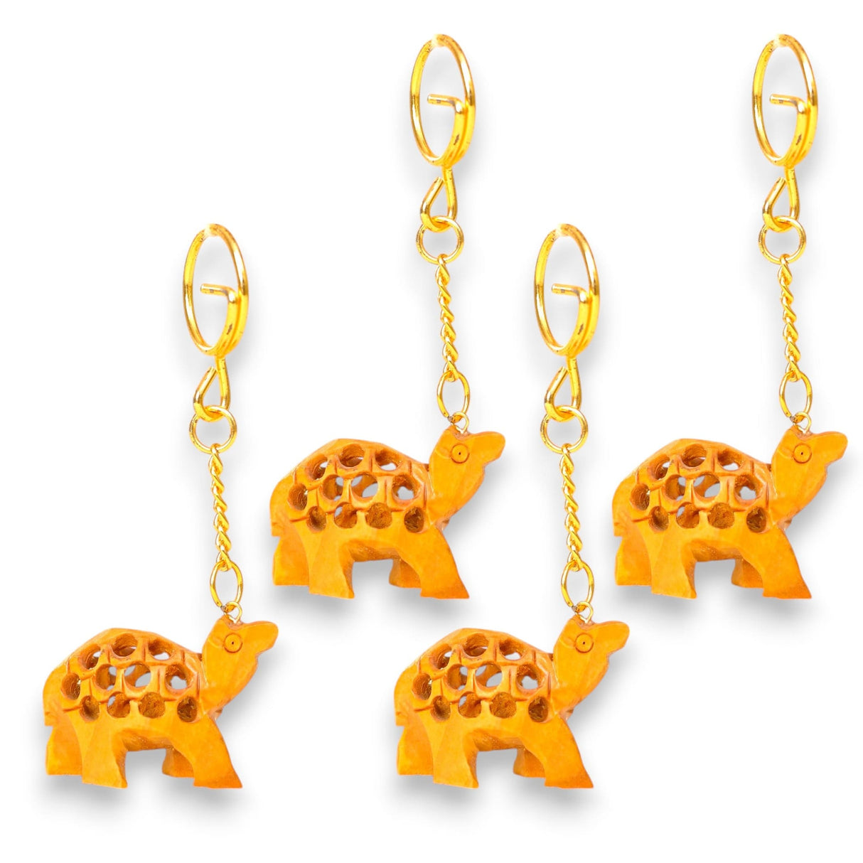 4Pc Wooden Keychain Egle Owl Rabbit Camel Horse Amulet Keyring Door Car Key Chains Key Holder for Thanksgiving - LoveNspire