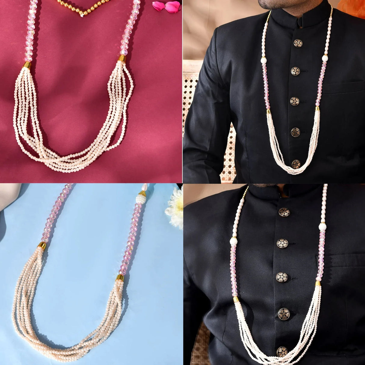 Handmade Wedding Swagat Mala Set – Elegant Moti Pearl Milni Garlands for Baraat Welcome, Reception, Guest Greetings & Indian Celebration Gifts (Set of 6/24) - LoveNspire