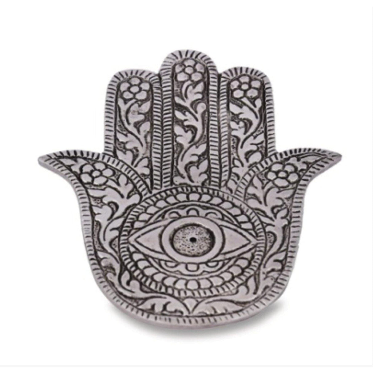 Handshaped Aluminium Silver Incense Stick Holder Agarbatti and Dhoop Ash Catcher Mess Free Incense Burner Tray for Temple Room Decoration Housewarming Gift - LoveNspire