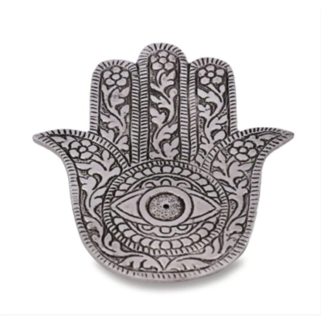 Handshaped Aluminium Silver Incense Stick Holder Agarbatti and Dhoop Ash Catcher Mess Free Incense Burner Tray for Temple Room Decoration Housewarming Gift - LoveNspire