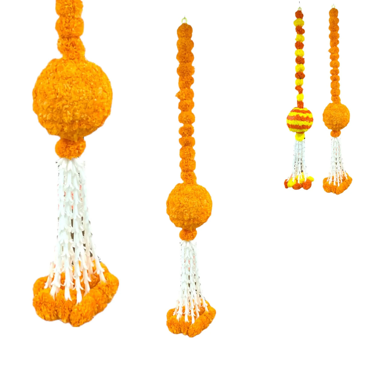 Marigold Garland Hanging Jhoomer Marigold Wall Hanging Indian Wedding Party Diwali Navratri Puja Decorations Day of the Dead Dia De Los Muertos Ofrenda Mexican Fiesta Halloween Decor - LoveNspire