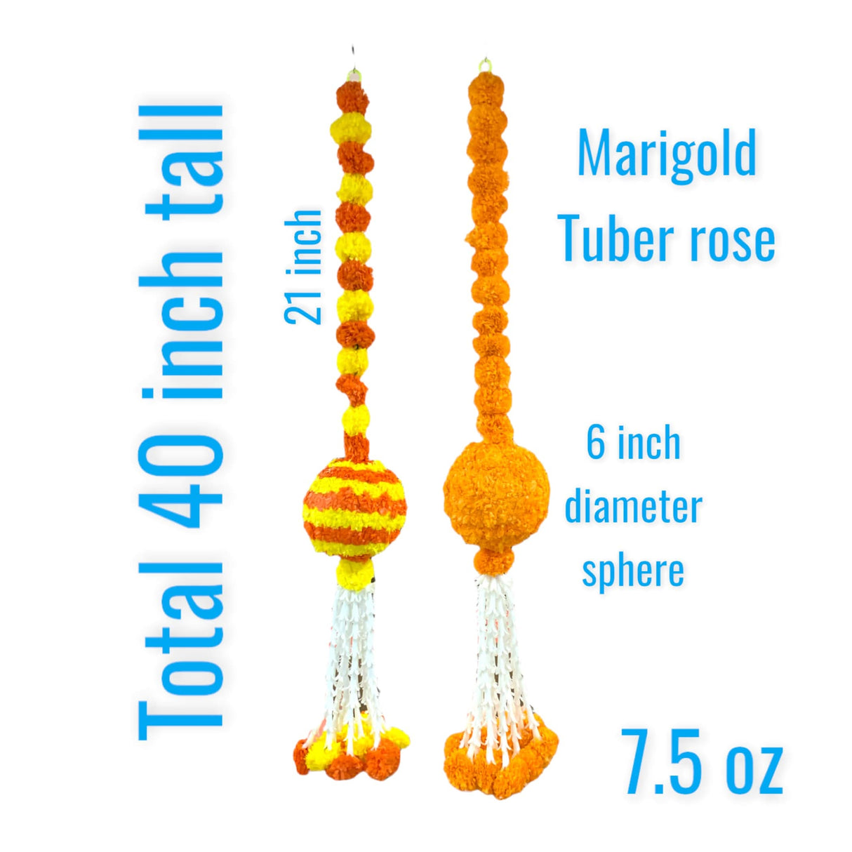 Marigold Garland Hanging Jhoomer Marigold Wall Hanging Indian Wedding Party Diwali Navratri Puja Decorations Day of the Dead Dia De Los Muertos Ofrenda Mexican Fiesta Halloween Decor - LoveNspire