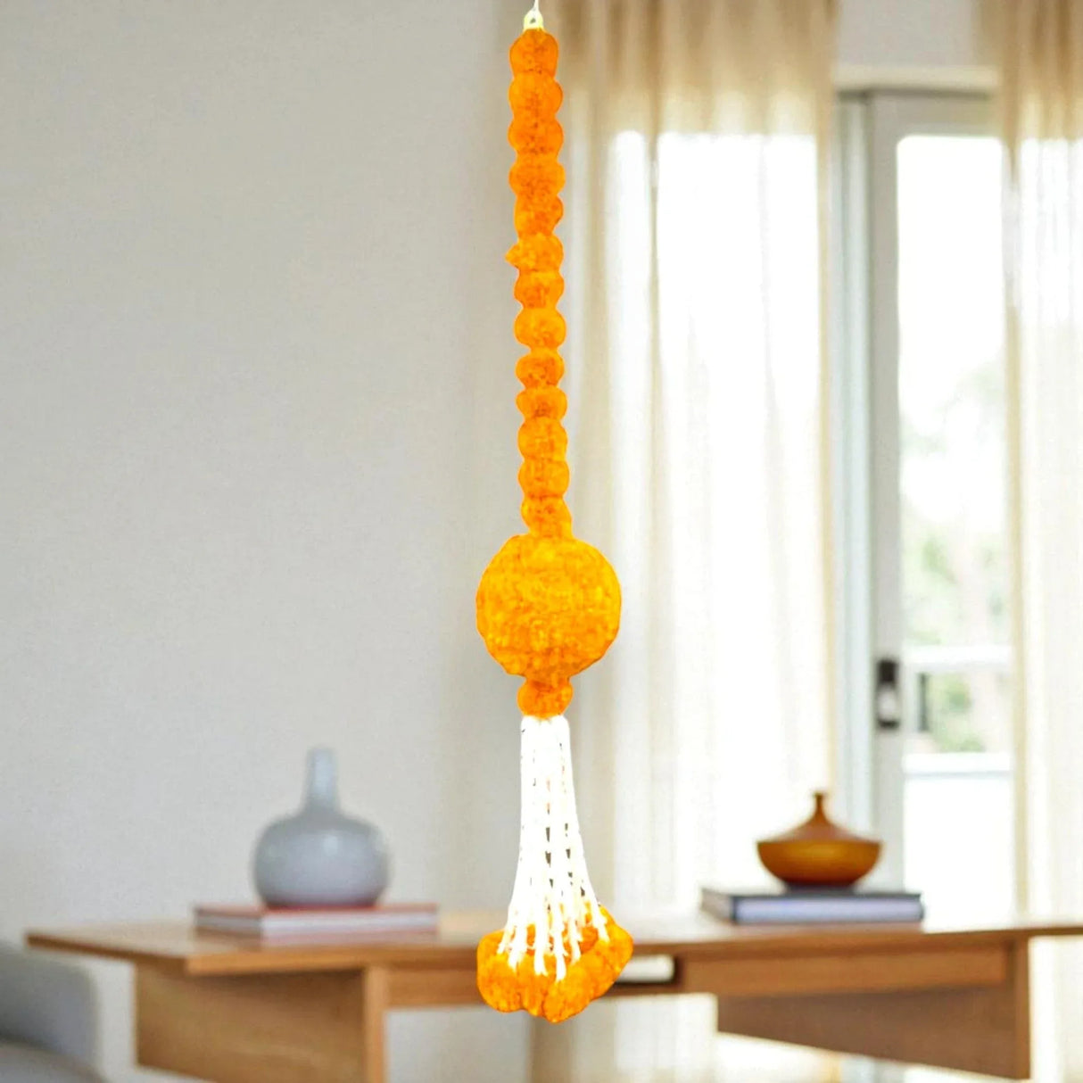 Marigold Garland Hanging Jhoomer Marigold Wall Hanging Indian Wedding Party Diwali Navratri Puja Decorations Day of the Dead Dia De Los Muertos Ofrenda Mexican Fiesta Halloween Decor - LoveNspire