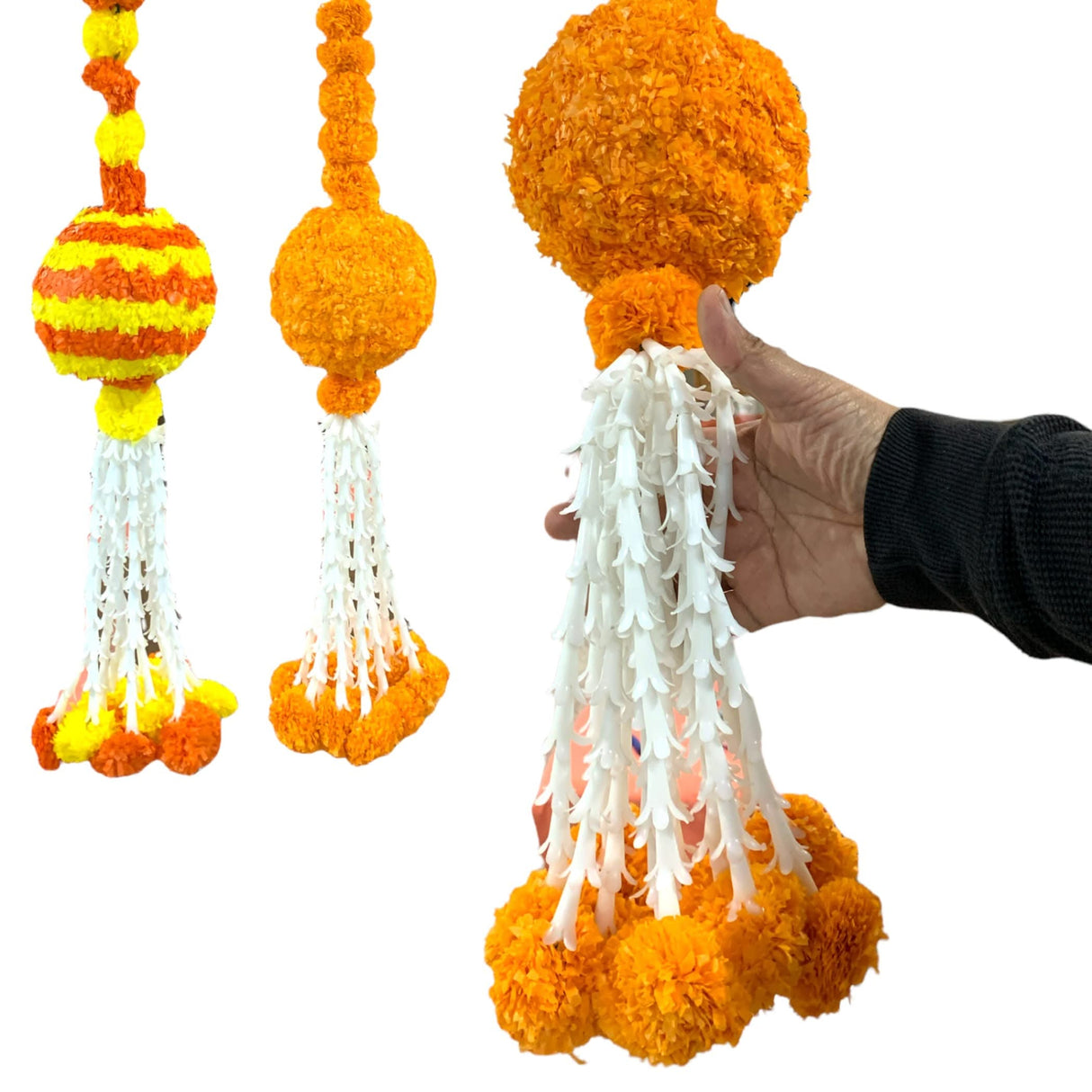 Marigold Garland Hanging Jhoomer Marigold Wall Hanging Indian Wedding Party Diwali Navratri Puja Decorations Day of the Dead Dia De Los Muertos Ofrenda Mexican Fiesta Halloween Decor - LoveNspire