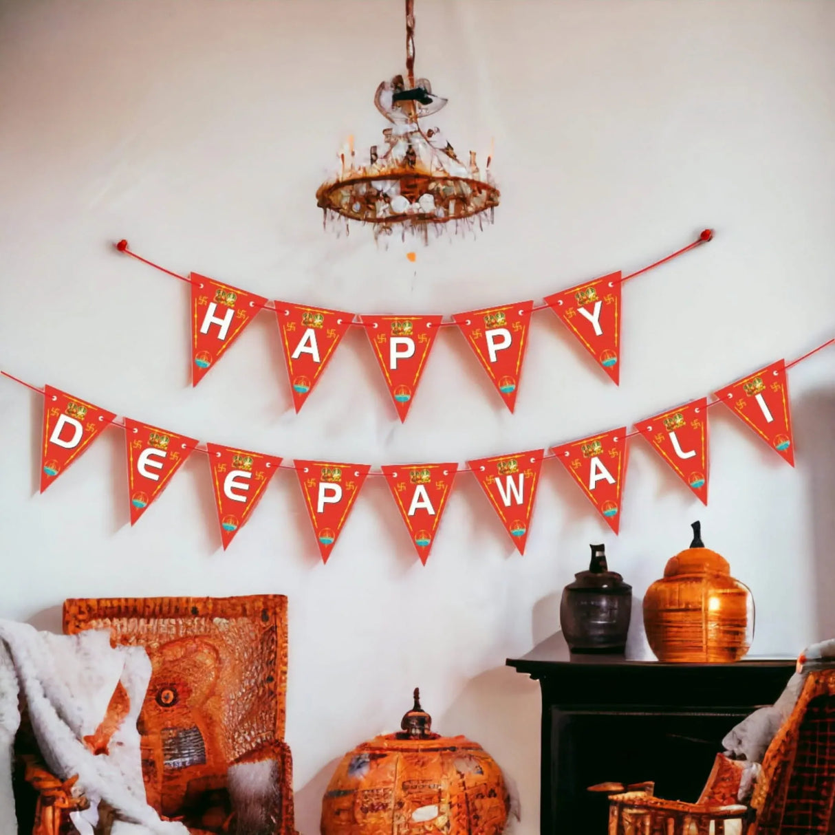 Happy Deepawali Paper Banner, Happy Diwali Banner, Deepawali Decor, Diwali Decorations, Diwali Backdrop, Diwaly Party, Diwali Garland, Diwali Decor - LoveNspire