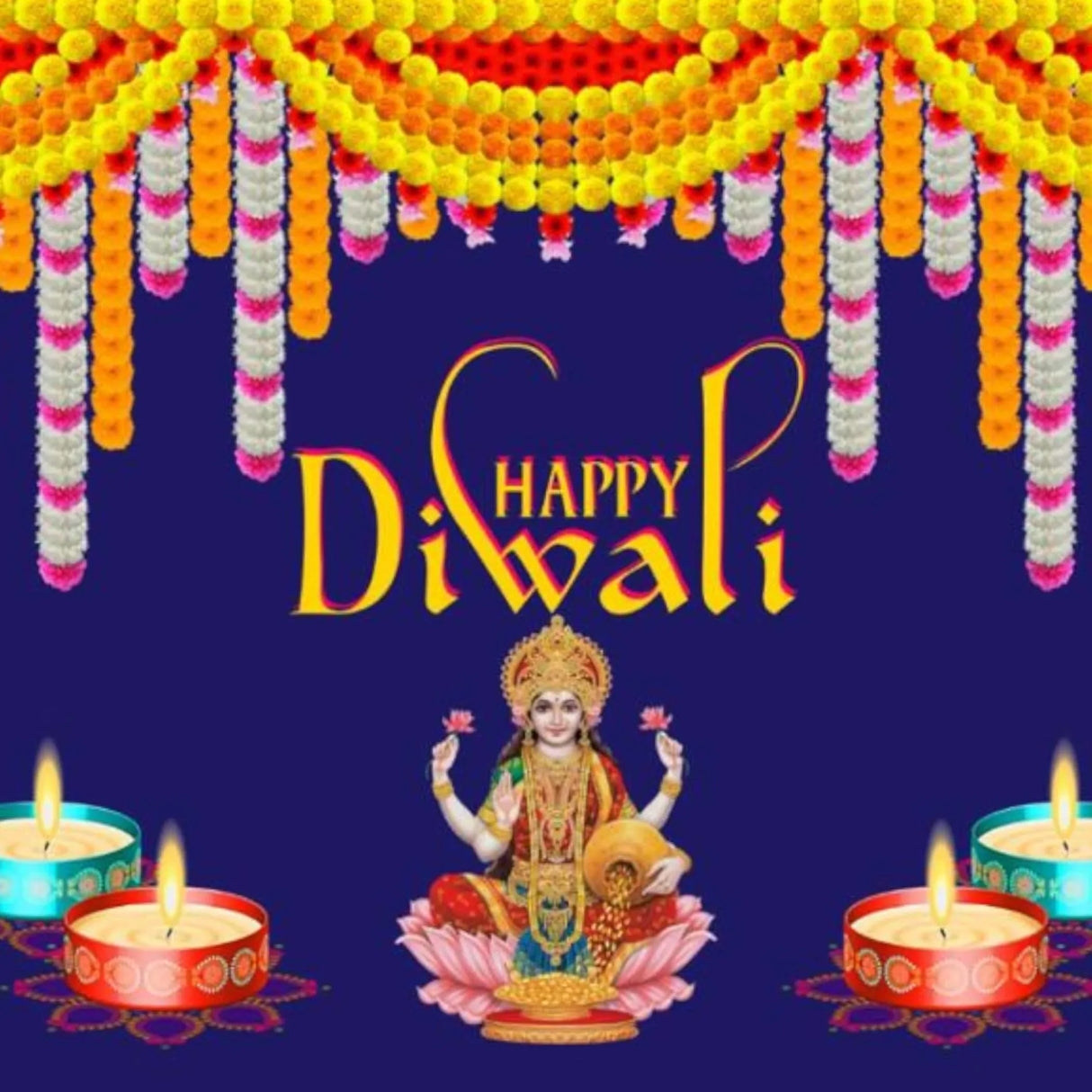 Happy Diwali Banner Indian Traditional Cloth 5x8 Feet Backdrop Indian Diwali Decor Pooja Wall Decor Indian Wall Art Photo Decor Banner Decorative Pooja Cloth Diwali Celebration - LoveNspire