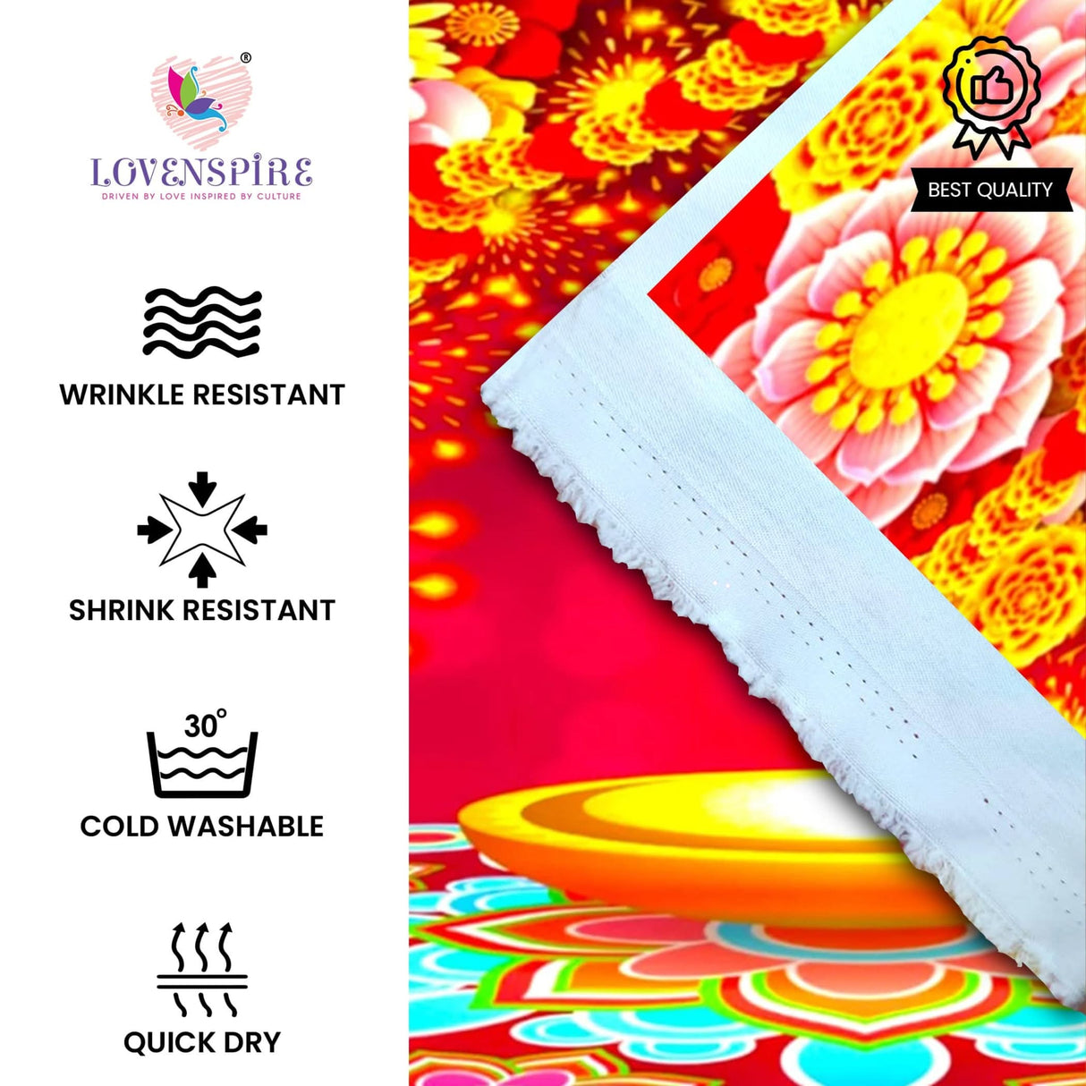 Happy Diwali Banner Indian Traditional Backdrop Cloth 5x8 Feet Indian Diwali Decor Pooja Wall Decor Indian Wall Art Photo Decor Banner Decorative Pooja Cloth Diwali Celebration - LoveNspire
