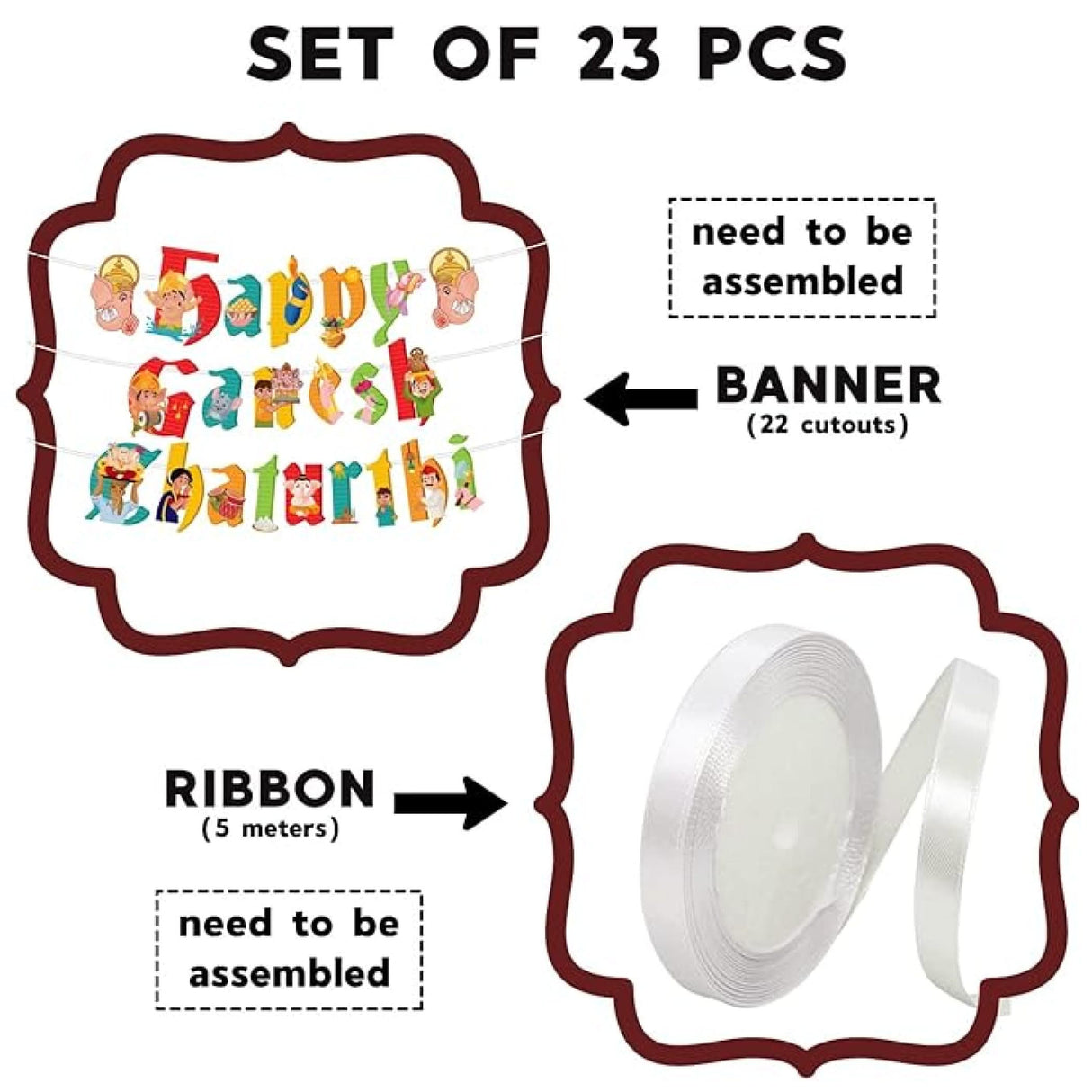 Happy Ganesh Chathurti Banners Indian Festival Ganpati Bappa Morya Bunting Diy Home Temple Indoor Outdoor Decoration Bollywood Party Supplies Ganesha Puja Decor Ideas - LoveNspire