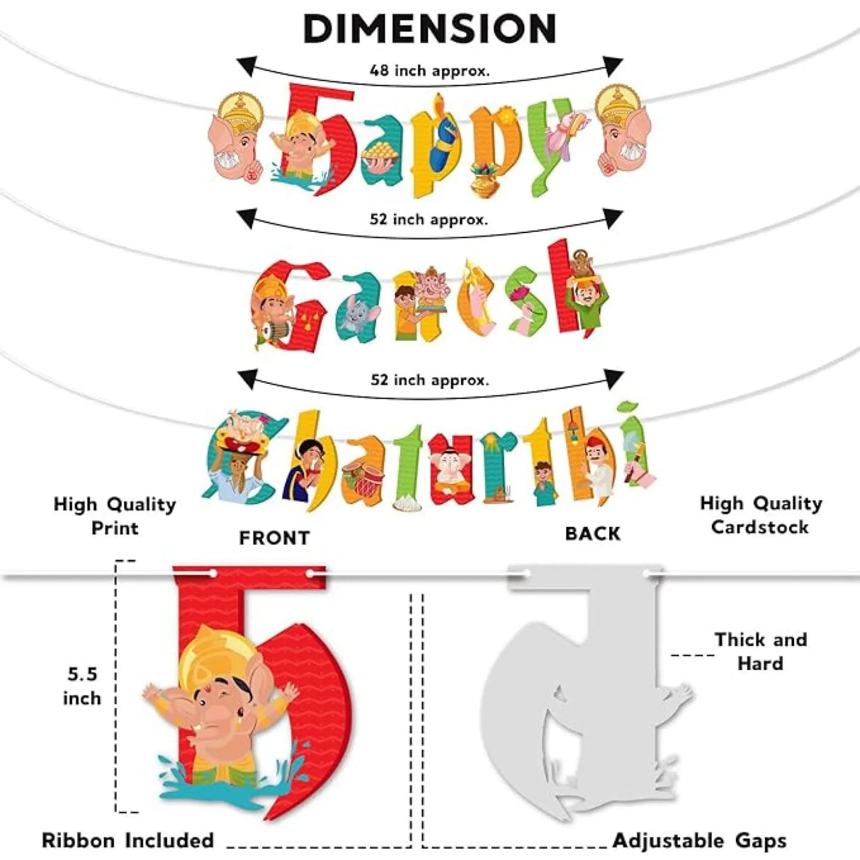 Happy Ganesh Chathurti Banners Indian Festival Ganpati Bappa Morya Bunting Diy Home Temple Indoor Outdoor Decoration Bollywood Party Supplies Ganesha Puja Decor Ideas - LoveNspire