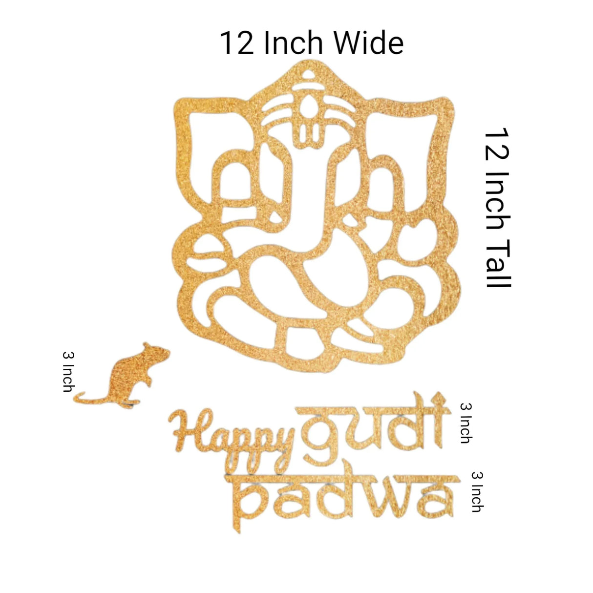 Happy Gudi Padwa Ganesha Wall Stickers Gudi Padwa Cutout for Backdrop Indian Religious Spiritual Home Styling Traditional Decor Ganesh Backdrop Housewarming Return Gift - LoveNspire
