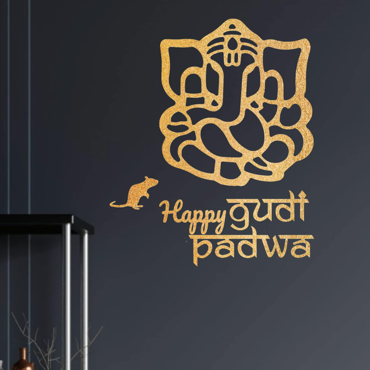 Happy Gudi Padwa Ganesha Wall Stickers Gudi Padwa Cutout for Backdrop Indian Religious Spiritual Home Styling Traditional Decor Ganesh Backdrop Housewarming Return Gift - LoveNspire