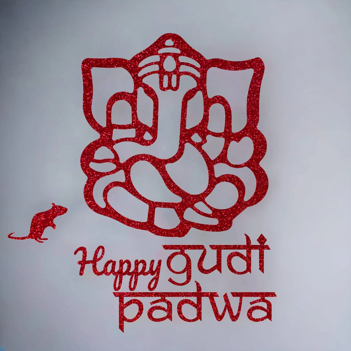 Happy Gudi Padwa Ganesha Wall Stickers Gudi Padwa Cutout for Backdrop Indian Religious Spiritual Home Styling Traditional Decor Ganesh Backdrop Housewarming Return Gift - LoveNspire