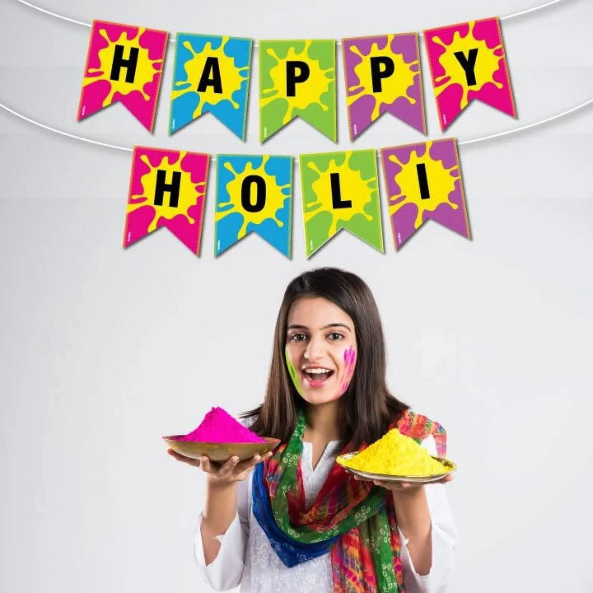 Happy Holi Banners Festival of Colors Indian Festival Colorful Bunting Diy Hindu Holi Decorations Home Indoor Outdoor Decoration Bollywood Party Supplies Home Decor Holi Ideas - LoveNspire