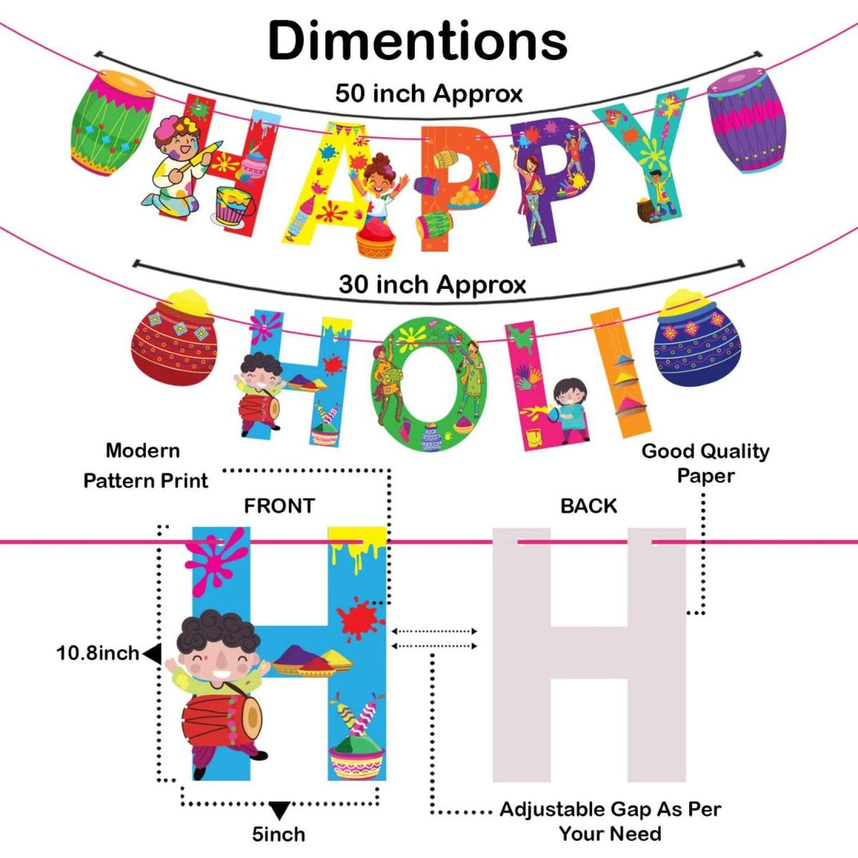 Happy Holi Banners Indian Festival Colorful Bunting Diy Festival of Colors Holi Decorations Home Indoor Outdoor Decoration Bollywood Party Supplies Home Decor Holi Ideas - LoveNspire