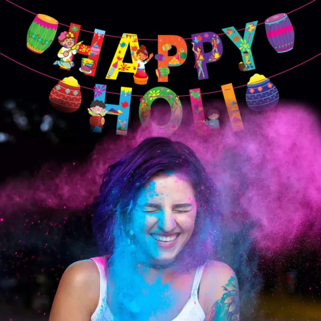 Happy Holi Banners Indian Festival Colorful Bunting Diy Festival of Colors Holi Decorations Home Indoor Outdoor Decoration Bollywood Party Supplies Home Decor Holi Ideas - LoveNspire
