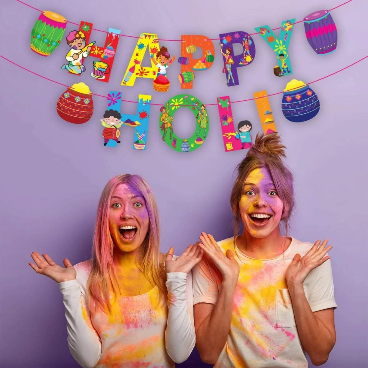 Happy Holi Banners Indian Festival Colorful Bunting Diy Festival of Colors Holi Decorations Home Indoor Outdoor Decoration Bollywood Party Supplies Home Decor Holi Ideas - LoveNspire