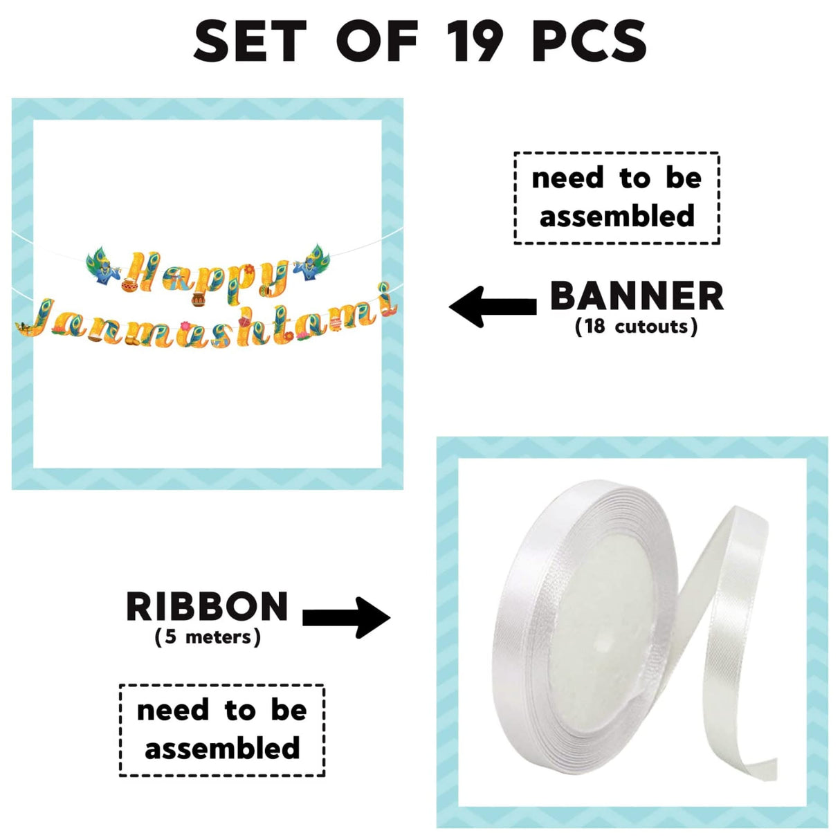 Happy Janmashtami Banners Indian Festival Bal Gopal Bunting Diy Decorations Hanging Banner for Indoor Outdoor Decoration Krishna Janmashtami Celebration Supplies Home Decor Ideas (19 Pcs) - LoveNspire