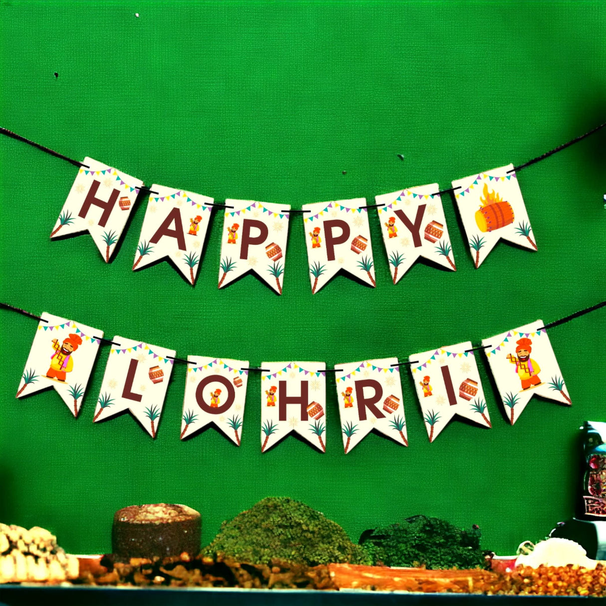 Happy Lohri Banner Lohri Theme Bunting for Decorations Indian Harvest Festival Party Banner Hindu Lohri Celebration Diy Sign Happy Lohri Letters Backdrop - Banners for Home Office - LoveNspire