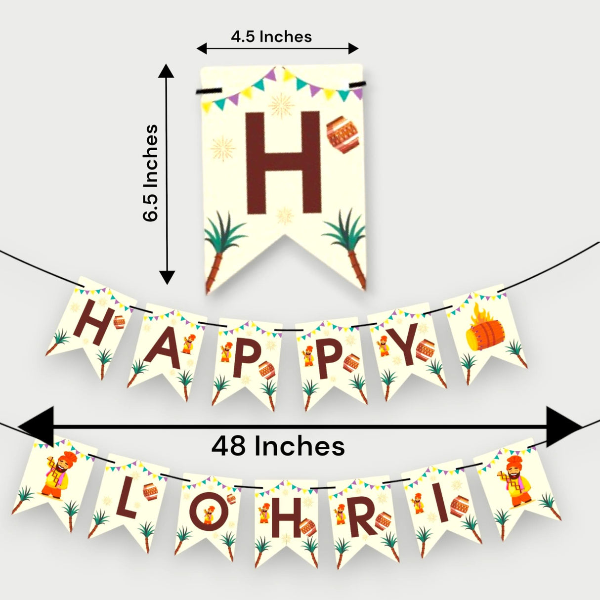 Happy Lohri Banner Lohri Theme Bunting for Decorations Indian Harvest Festival Party Banner Hindu Lohri Celebration Diy Sign Happy Lohri Letters Backdrop - Banners for Home Office - LoveNspire