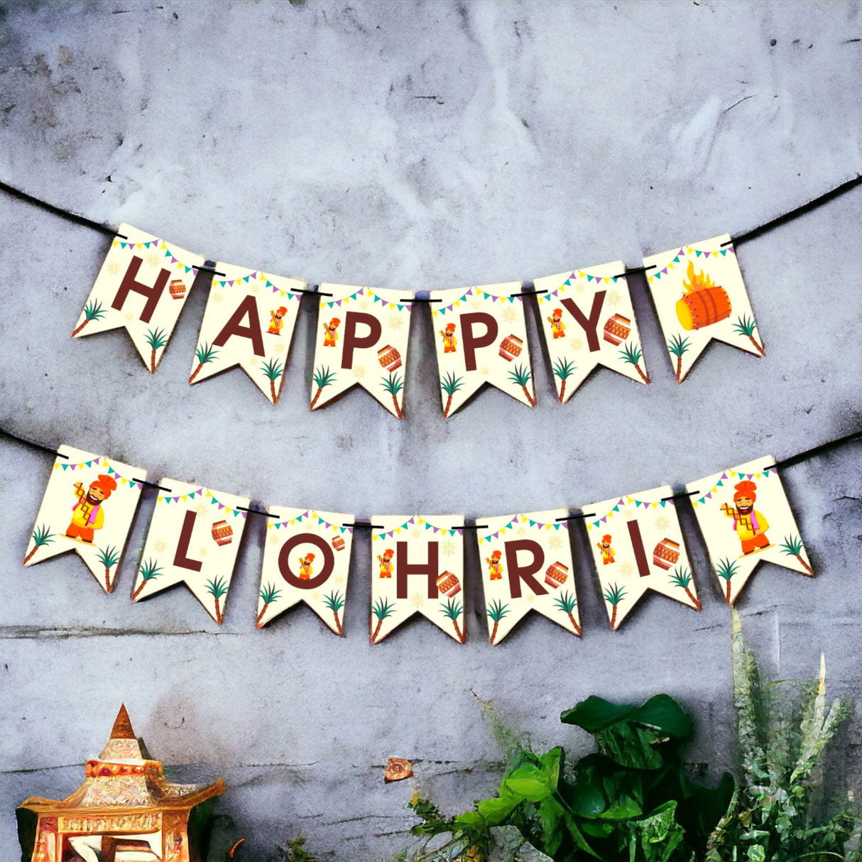 Happy Lohri Banner Lohri Theme Bunting for Decorations Indian Harvest Festival Party Banner Hindu Lohri Celebration Diy Sign Happy Lohri Letters Backdrop - Banners for Home Office - LoveNspire