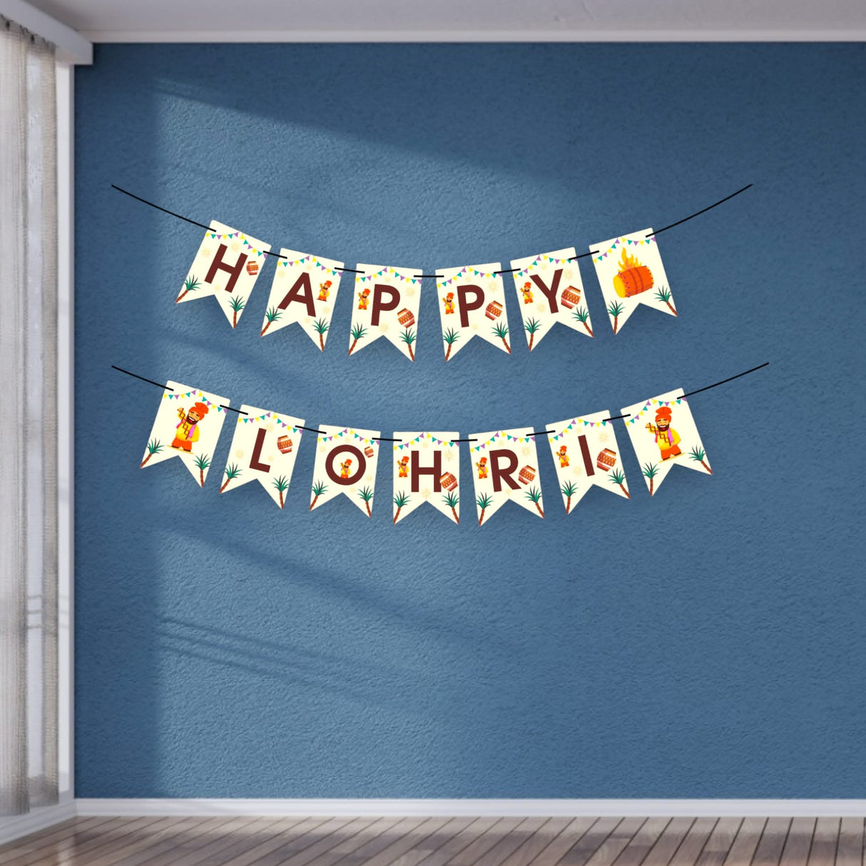 Happy Lohri Banner Lohri Theme Bunting for Decorations Indian Harvest Festival Party Banner Hindu Lohri Celebration Diy Sign Happy Lohri Letters Backdrop - Banners for Home Office - LoveNspire