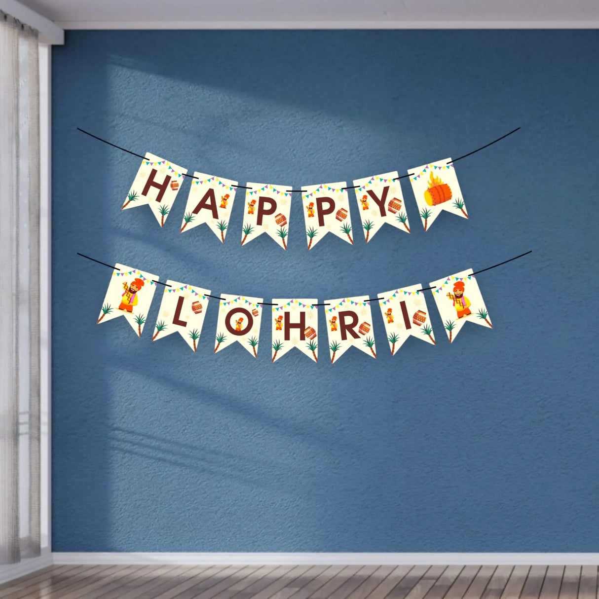 Happy Lohri Banner Lohri Theme Bunting for Decorations Indian Harvest Festival Party Banner Hindu Lohri Celebration Diy Sign Happy Lohri Letters Backdrop - Banners for Home Office - LoveNspire