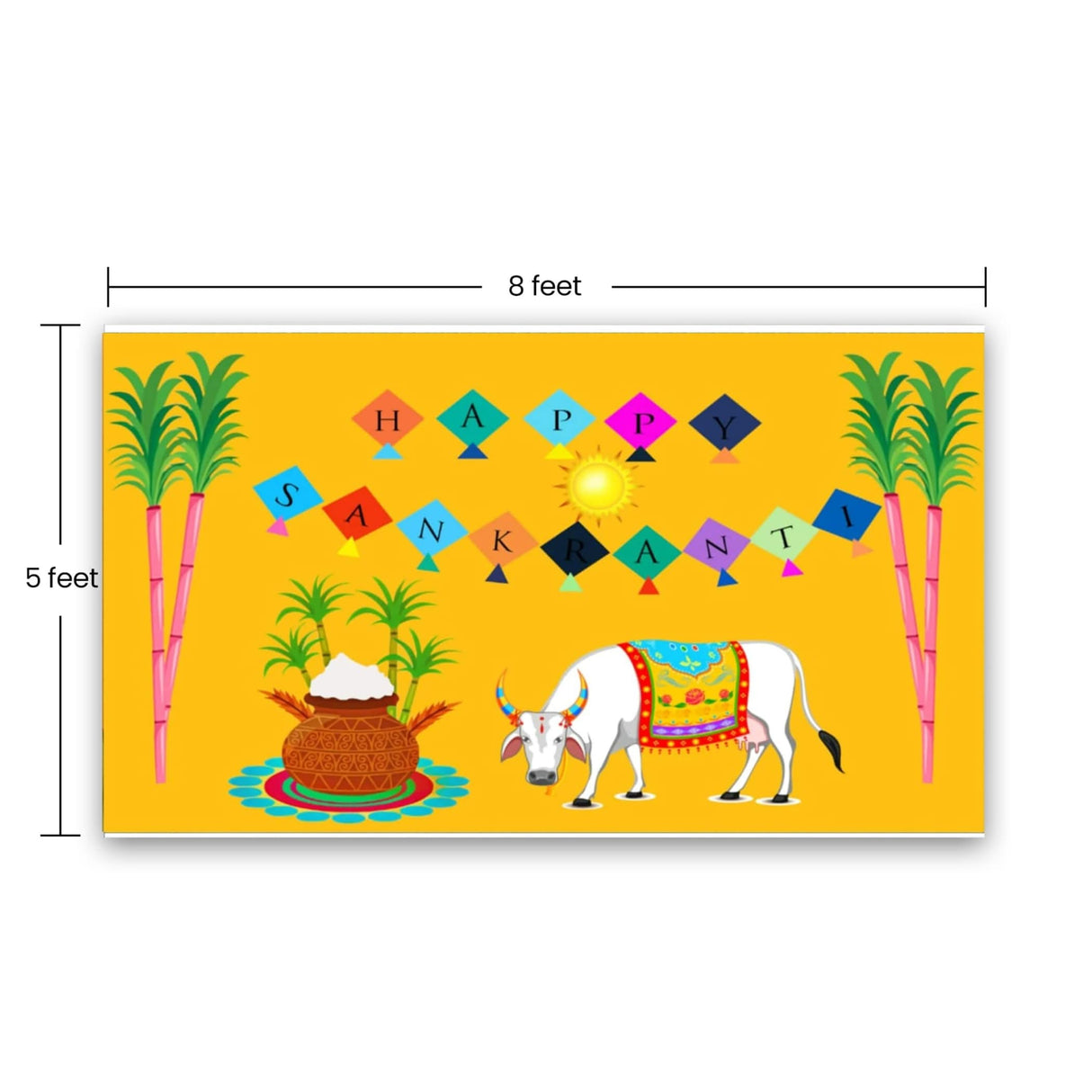 Happy Makar Sankranti Backdrop Banner - Sankranthi Decor Indian Harvest Festival Background Holiday Banner Wall Background Sankranti Party Celebration Decorations Photo Props - LoveNspire