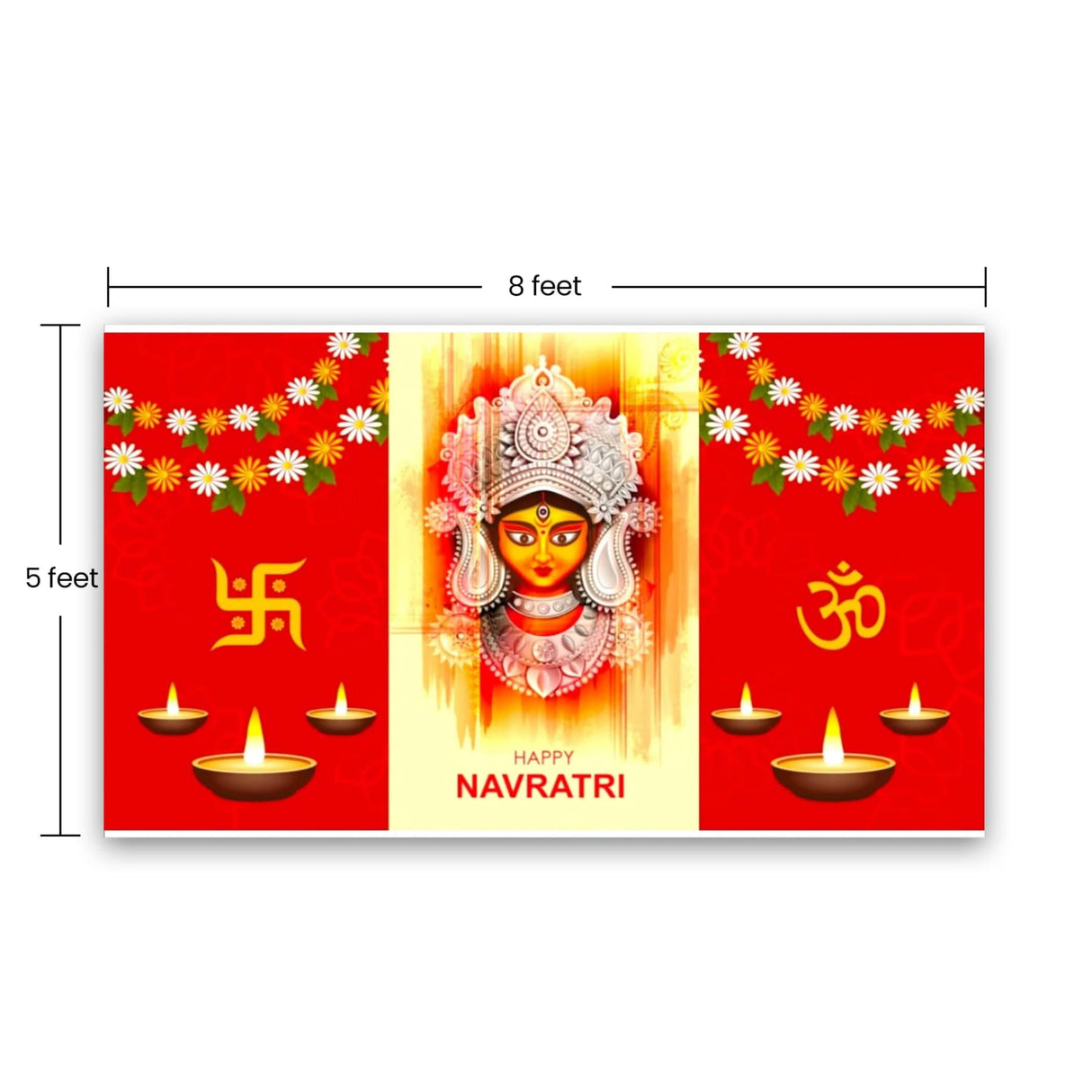 Happy Navratri Banner Indian Traditional Backdrop Cloth 5x8 Feet Indian Navratri Decor Pooja Wall Decor Indian Wall Art Photo Decor Banner Decorative Pooja Cloth Navratri Celebration - LoveNspire